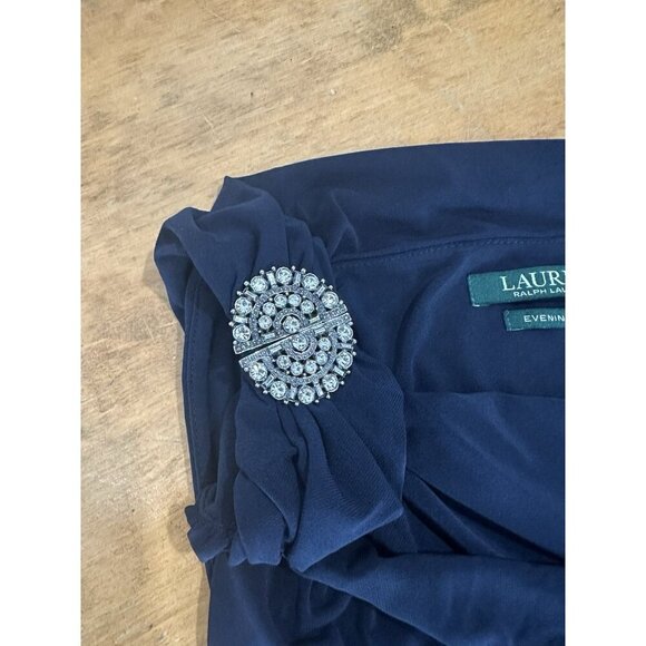 Lauren Ralph Lauren One Shoulder Evening Dress Rhinestone Embellished Sz 18 - Picture 5 of 7